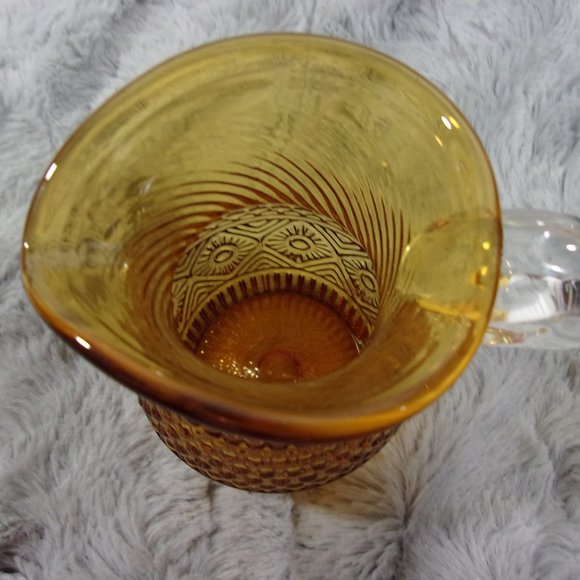 COPY - H-78 VINTAGE PILGRIM GLASS AMBER CREAMER PITCHER  DIAMOND EMBOSSED - Picture 3 of 8